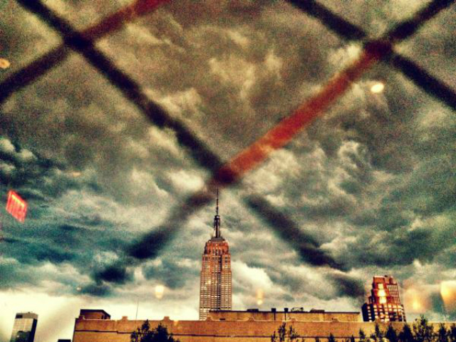 Storm clouds rolled in over the Empire State Building July 26, 2012. 
