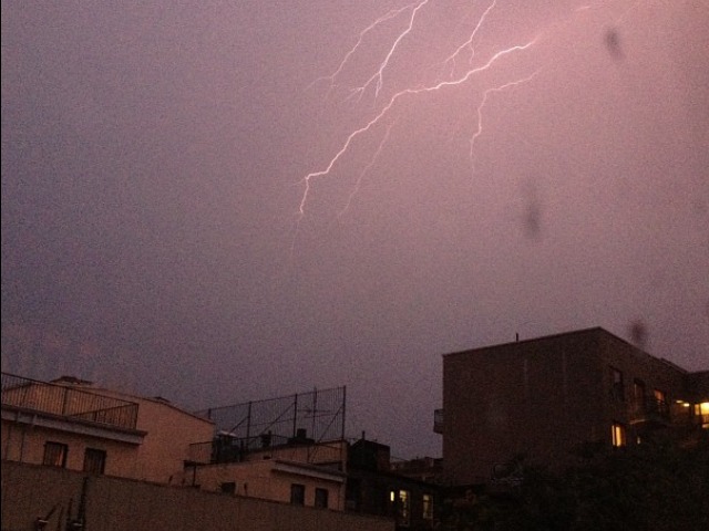 Lightning lit up the Brooklyn sky July 26, 2012. 