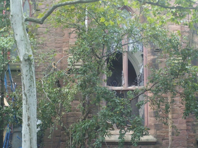 Lightning struck the church's steeple Thursday night, July 26, 2012, authorities said.