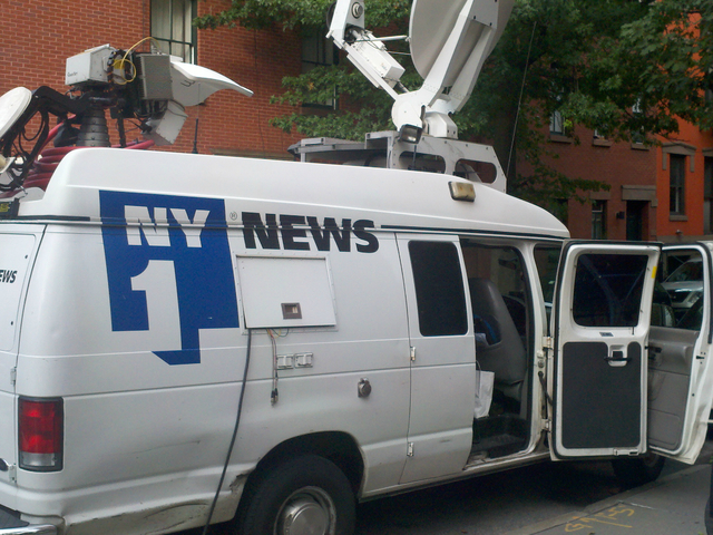 The NY1 news van, where Vivian Lee was initially attacked.