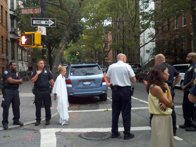 Theresa Casivanti was arrested on July 27 for attacking Vivian Lee, shown here at the scene.