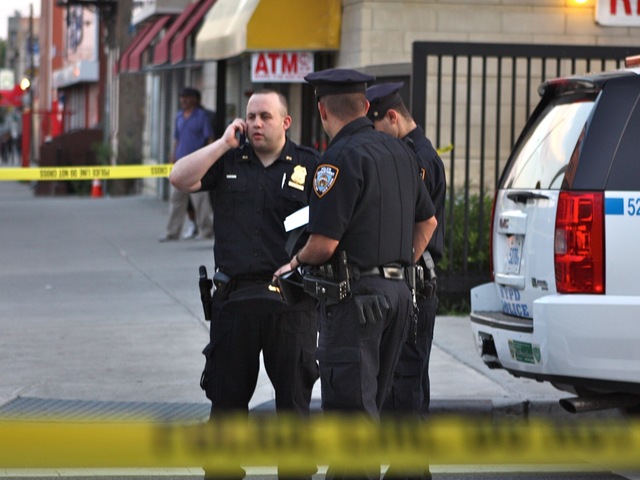 Police were investigating a drive-by shooting Sunday night, July 29, 2012, that left six people injured, including a toddler and two teenagers, the NYPD said.