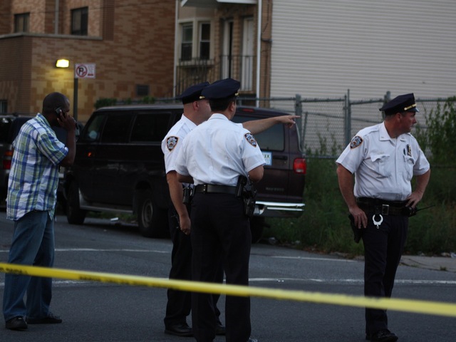 Police were investigating a drive-by shooting Sunday night, July 29, 2012, that left six people injured, including a toddler and two teenagers, the NYPD said.