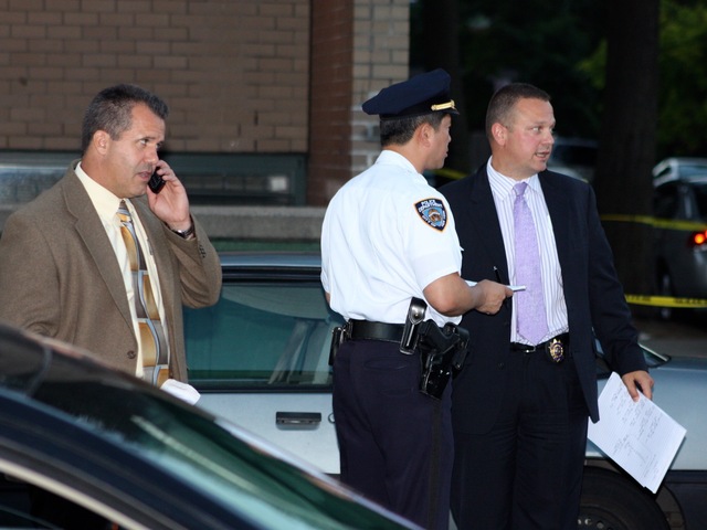 Police were investigating a drive-by shooting Sunday night, July 29, 2012, that left six people injured, including a toddler and two teenagers, the NYPD said.