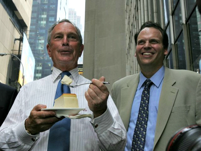 Mayor Michael Bloomberg with Alan Rosen, whose grandfather founded Junior's Restaurant, at the opening of Junior's in Times Square. 