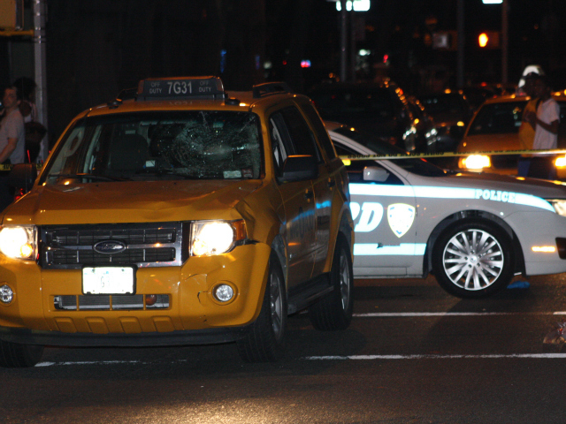 A cab hit a cyclist at Park Avenue and East 108th Street July 30, 2012. 