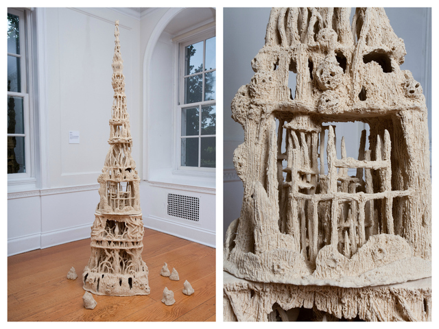 Heidi Lau created a series of clay fantasy landscapes, based off of rock formations found at Snug Harbor Cultural Center, for the museum's second exhibit featuring members of their artist fellowship program.