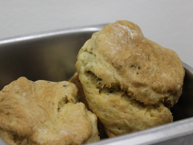 Mama Joy's serves cracked black pepper biscuits with duck confit.