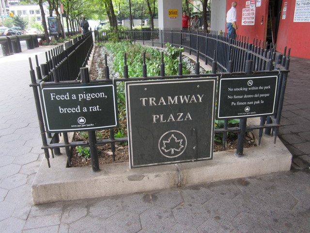 Tramway Plaza encourages people to not feed pigeons.