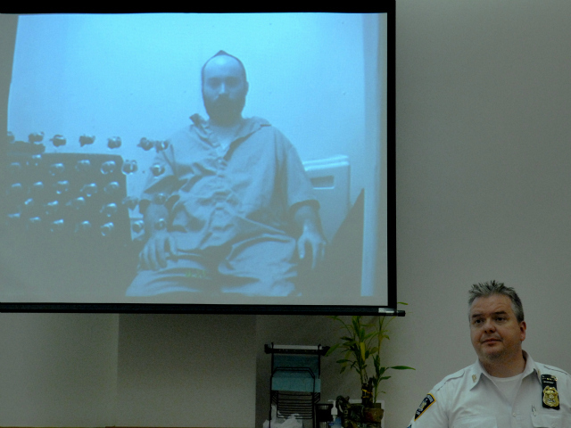 Levi Aron seen pre-trial video conference from October 24, 2011.