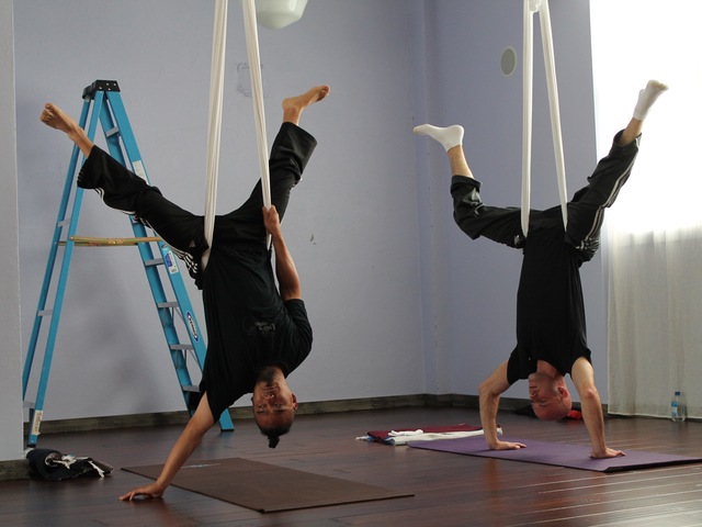 Aerial Yoga is gaining popularity among yoga lovers.