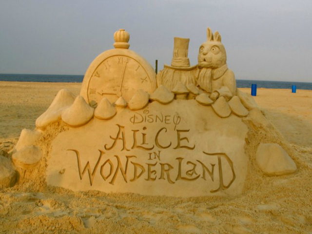 A sand sculpture Disney commissioned Matt Long to make to promote the DVD of Tim Burton's 