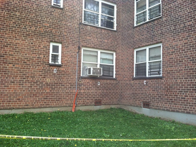 Edenwald Houses, where a 3-month-old baby survived a plunge from a second-floor window of an apartment on August 7, 2012.