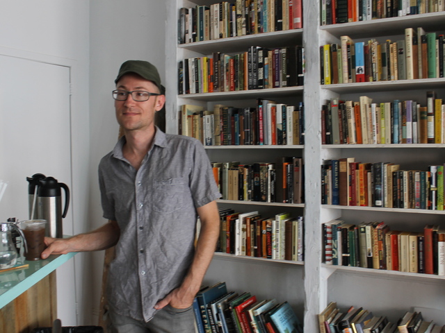 Local artist and record buyer Matthew Radune bought iced coffee in Molasses Books.