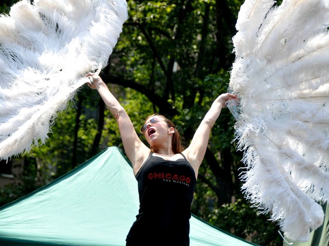 A cast member from Chicago performs on Thursday at Bryant Park.