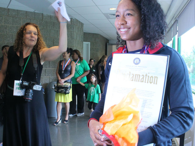 Lia Neal, 17, returns to New York an Olympic bronze medalist.