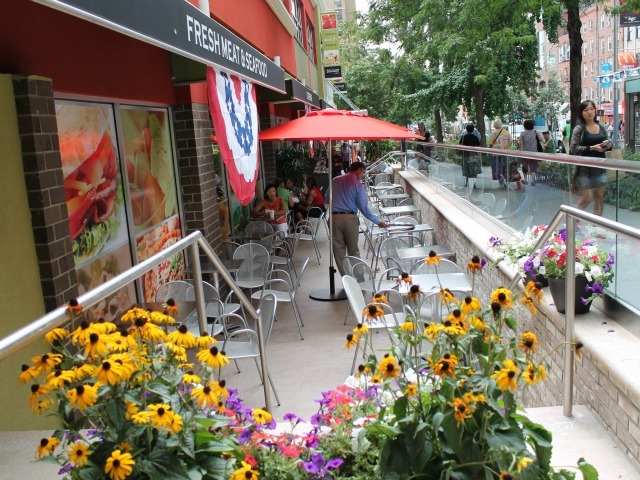 The outdoor seating area at 55 Fulton Market, which opened Aug. 15, 2012. 