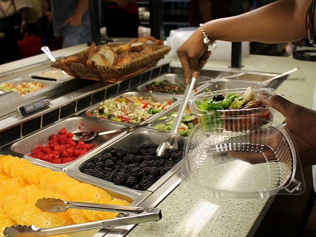 The new 55 Fulton Market has both a hot and a cold salad bar. 