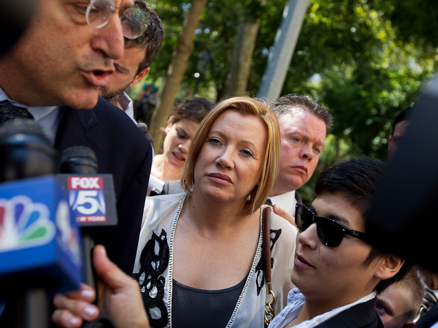 Anna Gristina, 44, leaves Manhattan Supreme Court with daughter Suzanna Pak, 24, and her lawyer Norman Pattis on August 16th, 2012.