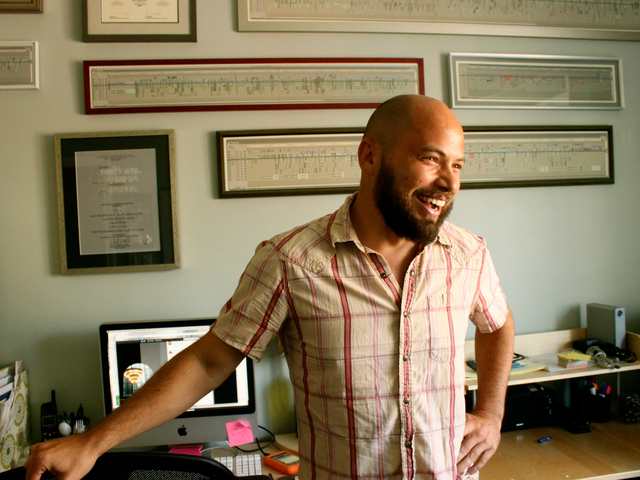 Aaron Lubarsky, program director, in the Old School Films office.