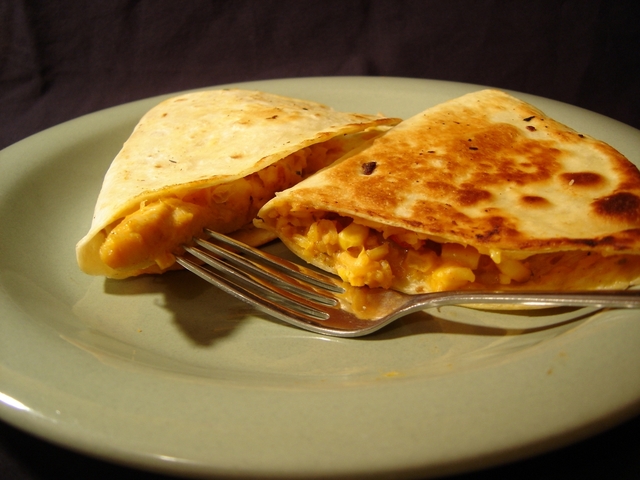 Chicken quesadillas take about five to 10 minutes with this microwave-friendly recipe. 