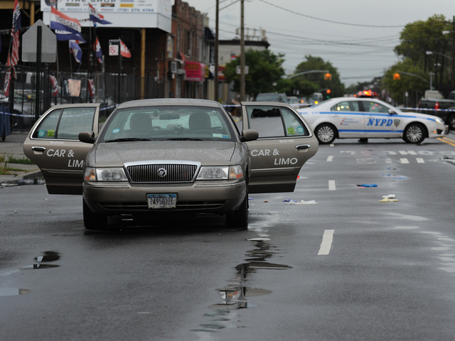 The livery cab stopped here on Utica Avenue at Avenue M on Saturday, Aug. 18, 2012.