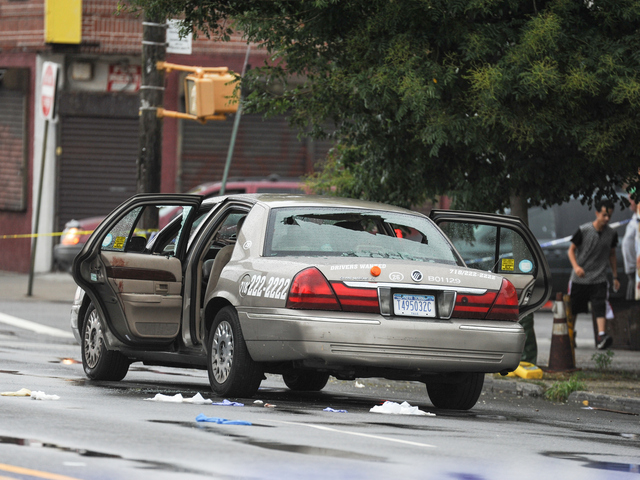 The livery cab stopped here on Utica Avenue at Avenue M on Saturday, Aug. 18, 2012.