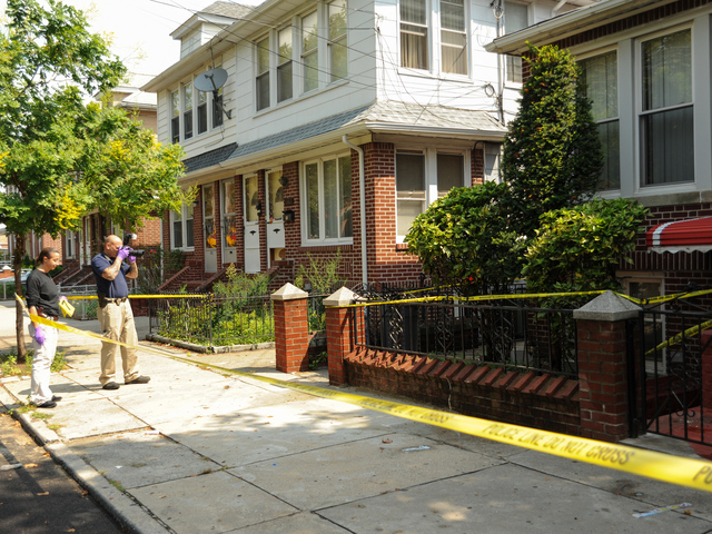 The clip and the gun allegedly used to shoot the livery cab passenger was found here at 1591 East 52nd Street on Saturday, Aug. 18, 2012.
