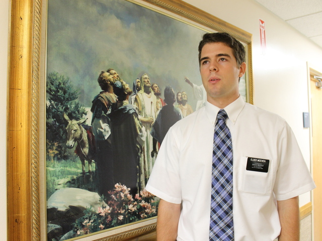 Dallin McEwen, 20, has spent the last 22 months as a missionary in Brooklyn. Most recently he was transferred to Williamsburg, where he does outreach near the Marcy Avenue church.
