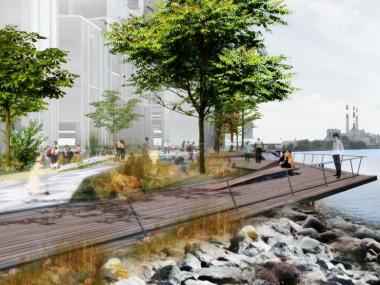 The developers of the Astoria waterfront plan are exploring the possibility of a K-8 school at the site.