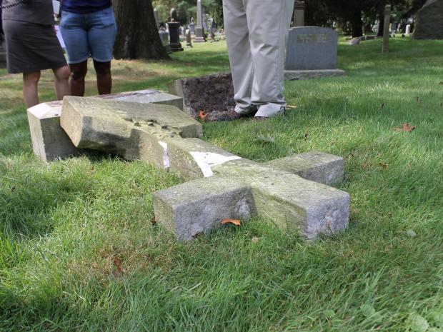 More than 50 grave markers, monuments and statues at Green-Wood Cemetery were damaged when vandals struck in August 2012.