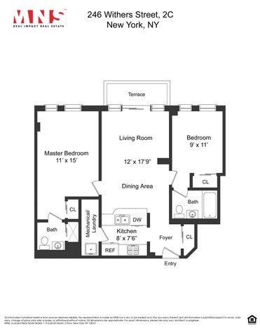 The floorplan for the condo on market for $875,000 at 246 Withers St. 