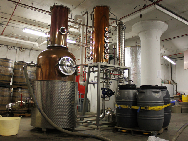 The Van Brunt Stillhouse uses copper stills handmade in Germany, assistant distiller David Lewis said.