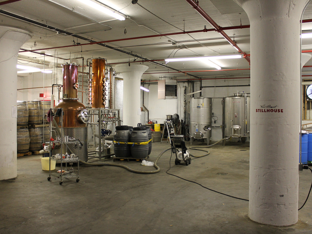 The Van Brunt Stillhouse in Red Hook is a two-man operation consisting of owner and distiller Daric Schlesselman and assistant distiller David Lewis.
