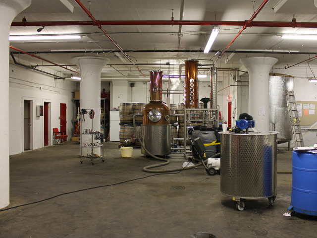The Van Brunt Stillhouse in Red Hook is a two-man operation consisting of owner and distiller Daric Schlesselman and assistant distiller David Lewis.
