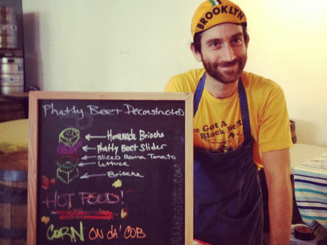 <p>Daniel Strong, one of the founders of the Inwood Flea, sells vegan goods made under his food line Chickpea and Olive.</p>
