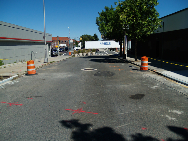 The northern end of 78th Street in Jackson Heights, part of which will be still be open for traffic when the plaza is completed.