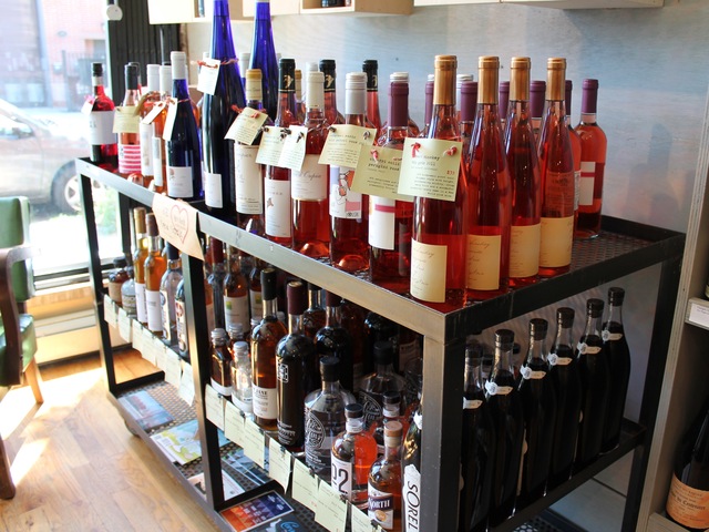 All of the alcohols produced by Brooklyn Spirits Trail breweries and distilleries are on display and on sale  at Dry Dock Wine and Spirits in Red Hook.