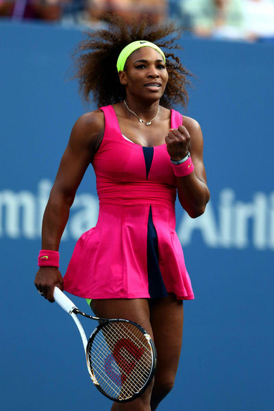 Serena Williams playing at the USTA National Tennis Center in Flushing, Queens, Thursday, August 30, 2012. 