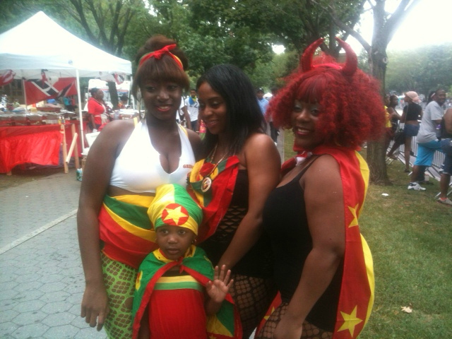 This group of spectators at the parade wore costumes to represent Grenada at the 2012 West Indian Day Parade on Monday, Sept. 3, 2012. 