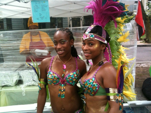 Visitors to the parade stepped out in a variety of flamboyant costumes, including bejeweled bikinis. 