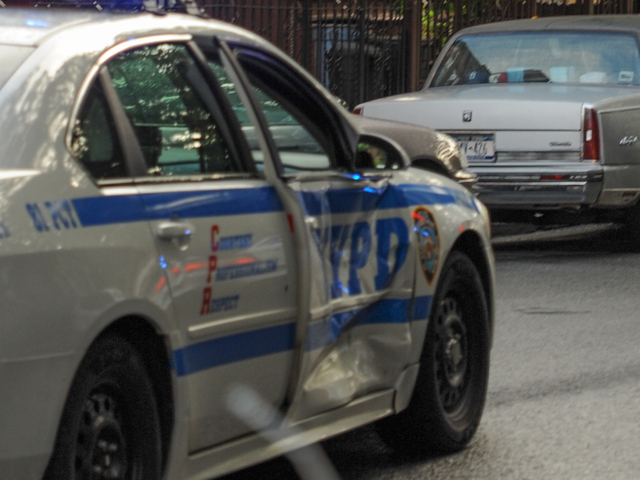 The marked police car involved in the crash is seen here on Tuesday September 4, 2012.