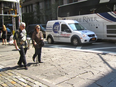 George and Linda Jensen, tourists visiting New York from Texas in late August 2012, said that crumbling cobblestones in SoHo crosswalks were difficult to navigate.