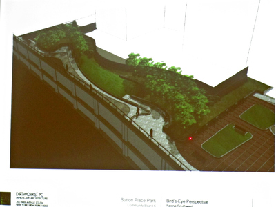 The park would extend one block along the East River between East 56th and 57th streets.