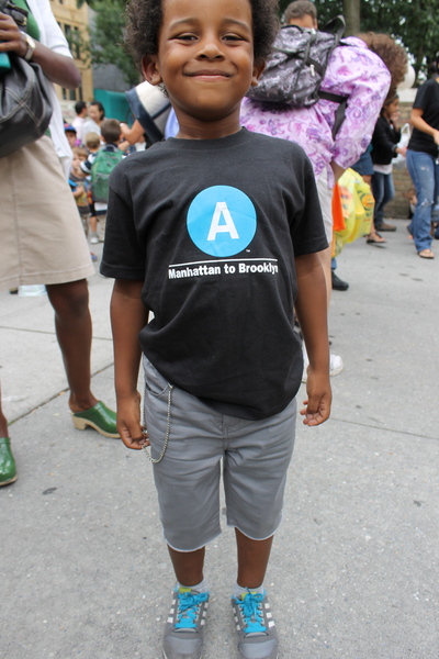 Noah Andrade, 5, dressed like a mini hipster complete with faux chain wallet, subway T-shirt and long shorts for his first day of kindergarten at Park Slope's P.S. 321. Noah, a subway fan, spent his entire summer at the New York Transit Museum, said mom Jackie Andrade. 