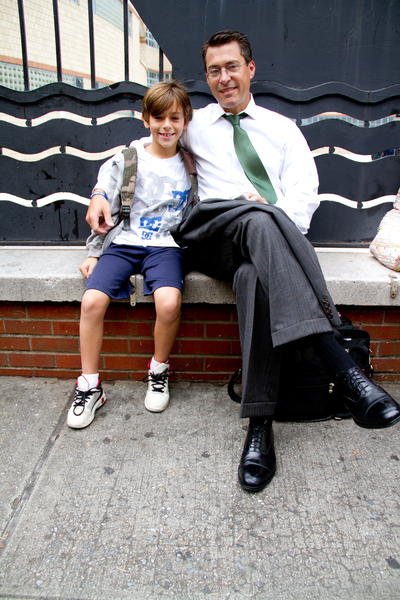 David Becker, 47, takes his son Jack, 8, to his first day of school September 6, 2012 at P.S. 234 in TriBeCa. 