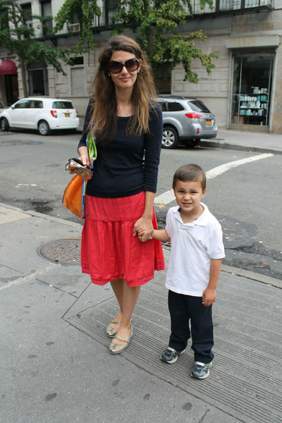 Sophie Emery, 40, was taken her uniform-clad son Leife, 4, for his first day of pre-K at P.S. 180. Emery favors 