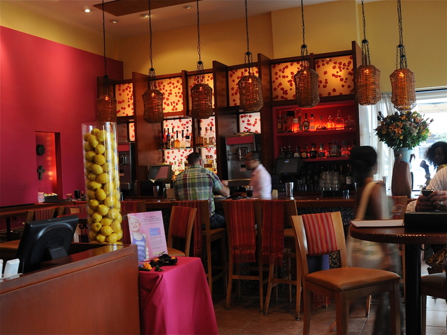 The bar's specialty is a pomegranate margarita.