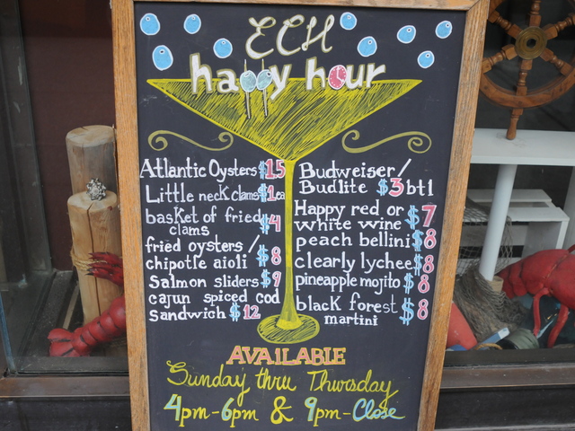The Happy Hour list at Ed's Chowder House.