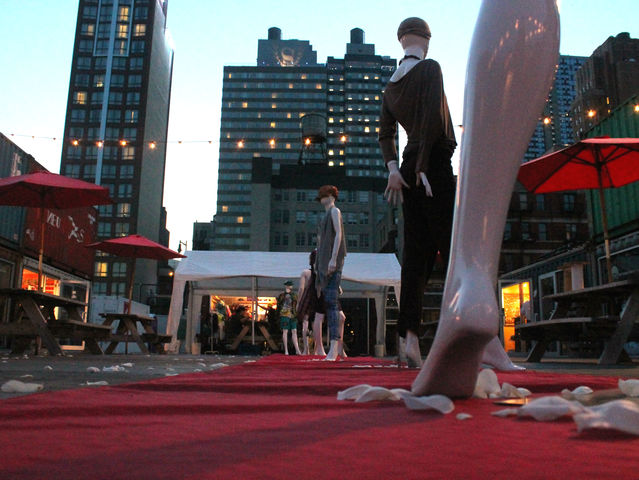 September 6 2012 - DeKalb Market dressed mannequins and put out a red carpet for Fashion's Night Out. 